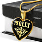 Molly v02 - 18k Gold Finished Heart Pendant Luxury Necklace