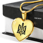 Stylized Tryzub (Black) - 18k Gold Finished Heart Pendant Luxury Necklace