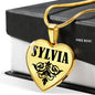 Sylvia v01 - 18k Gold Finished Heart Pendant Luxury Necklace