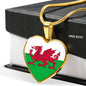 Welsh Flag - 18k Gold Finished Heart Pendant Luxury Necklace