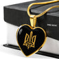 Stylized Tryzub - 18k Gold Finished Heart Pendant Luxury Necklace