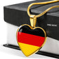 German Flag - 18k Gold Finished Heart Pendant Luxury Necklace