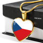 Czech Flag - 18k Gold Finished Heart Pendant Luxury Necklace