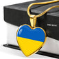 Ukrainian Flag - 18k Gold Finished Heart Pendant Luxury Necklace