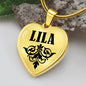 Lila v01 - 18k Gold Finished Heart Pendant Luxury Necklace