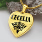 Cecelia v01 - 18k Gold Finished Heart Pendant Luxury Necklace