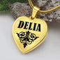 Delia v01 - 18k Gold Finished Heart Pendant Luxury Necklace