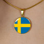 Swedish Flag - 18k Gold Finished Luxury Necklace