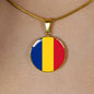 Romanian Flag - 18k Gold Finished Luxury Necklace