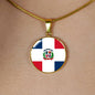 Dominican Flag - 18k Gold Finished Luxury Necklace