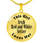 Irish Red and White Setter - 18k Gold Finished Luxury Necklace