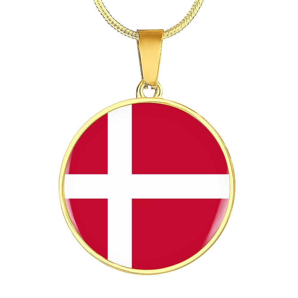 Danish Flag - 18k Gold Finished Luxury Necklace