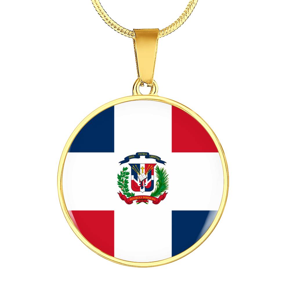 Dominican Flag - 18k Gold Finished Luxury Necklace
