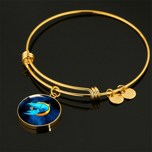Zodiac Sign Cancer - 18k Gold Finished Bangle Bracelet