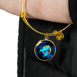 Zodiac Sign Cancer - 18k Gold Finished Bangle Bracelet
