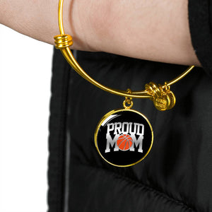 Proud Basketball Mom - 18k Gold Finished Bangle Bracelet