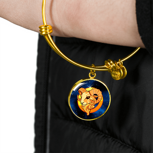 Zodiac Sign Aries - 18k Gold Finished Bangle Bracelet