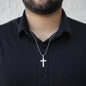 Happy Birthday Charles v2 - Personalized Stainless Steel Ball Chain Cross Necklace With Mahogany Style Luxury Box