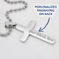 Personalized Stainless Steel Ball Chain Cross Necklace With Mahogany Style Luxury Box