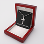 Happy Birthday John v2 - Personalized Stainless Steel Ball Chain Cross Necklace With Mahogany Style Luxury Box