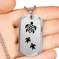 Mama Turtle With 2 Hatchlings - Luxury Dog Tag Necklace
