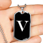 Initial V v3a - Luxury Dog Tag Necklace
