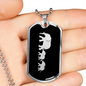 Mama Elephant With 2 Calves v2 - Luxury Dog Tag Necklace
