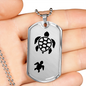 Mama Turtle With 1 Hatchling - Luxury Dog Tag Necklace