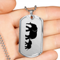 Mama Elephant With 1 Calf - Luxury Dog Tag Necklace