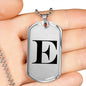 Initial E v1a - Luxury Dog Tag Necklace