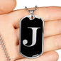Initial J v2a - Luxury Dog Tag Necklace