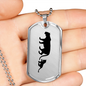 Mama Lioness With 1 Cub - Luxury Dog Tag Necklace
