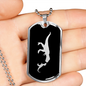 Mama Dinosaur With 1 Hatchling v2 - Luxury Dog Tag Necklace