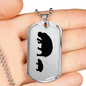 Mama Hippo With 1 Calf - Luxury Dog Tag Necklace