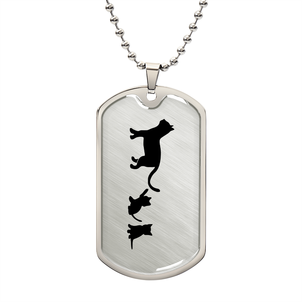 Mama Cat With 2 Kittens - Luxury Dog Tag Necklace