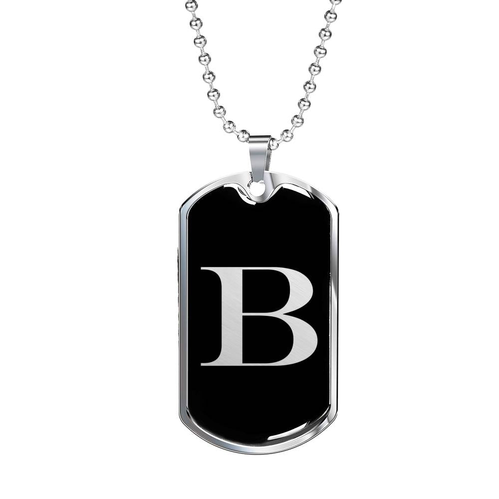 Initial B v2a - Luxury Dog Tag Necklace