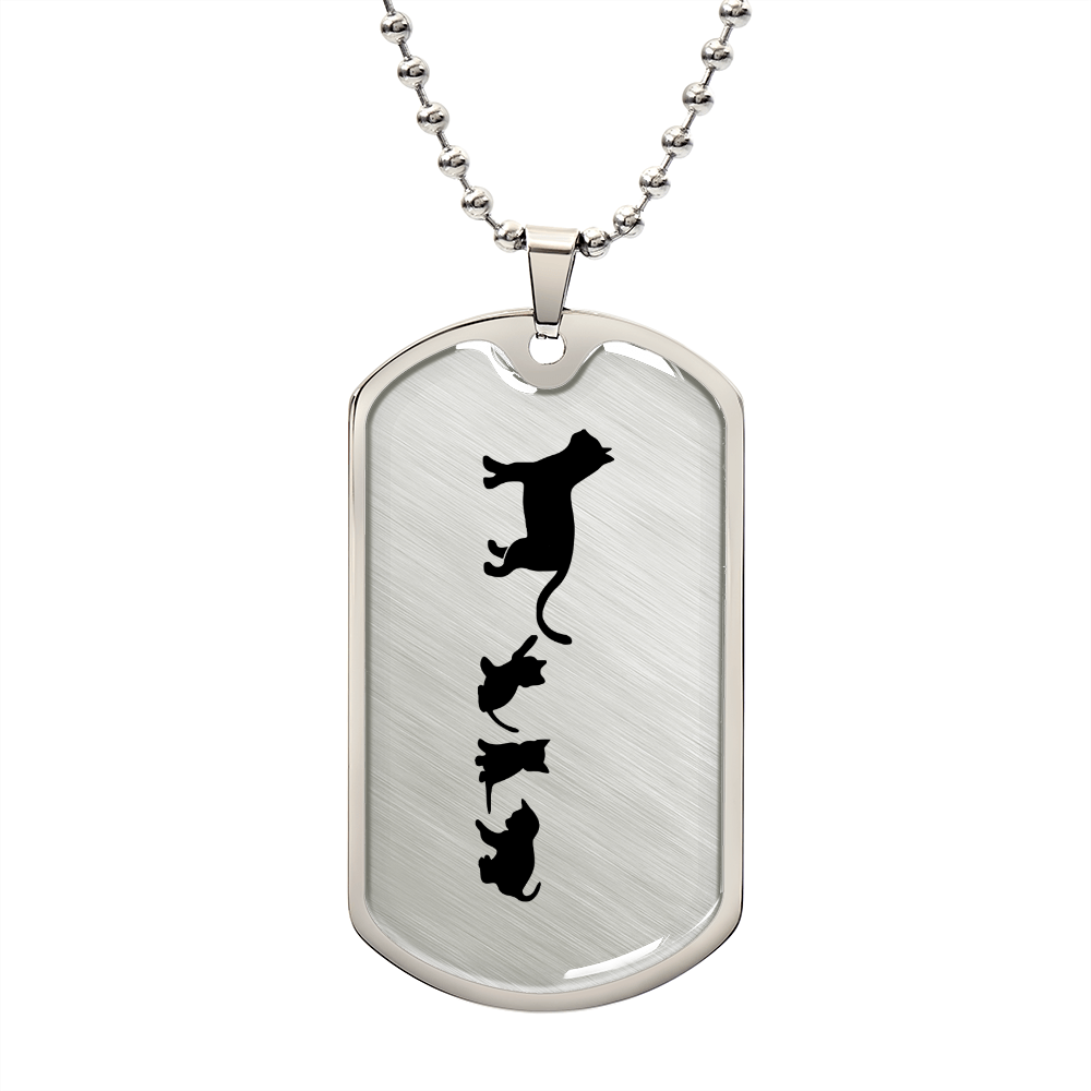 Mama Cat With 3 Kittens - Luxury Dog Tag Necklace
