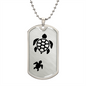 Mama Turtle With 1 Hatchling - Luxury Dog Tag Necklace