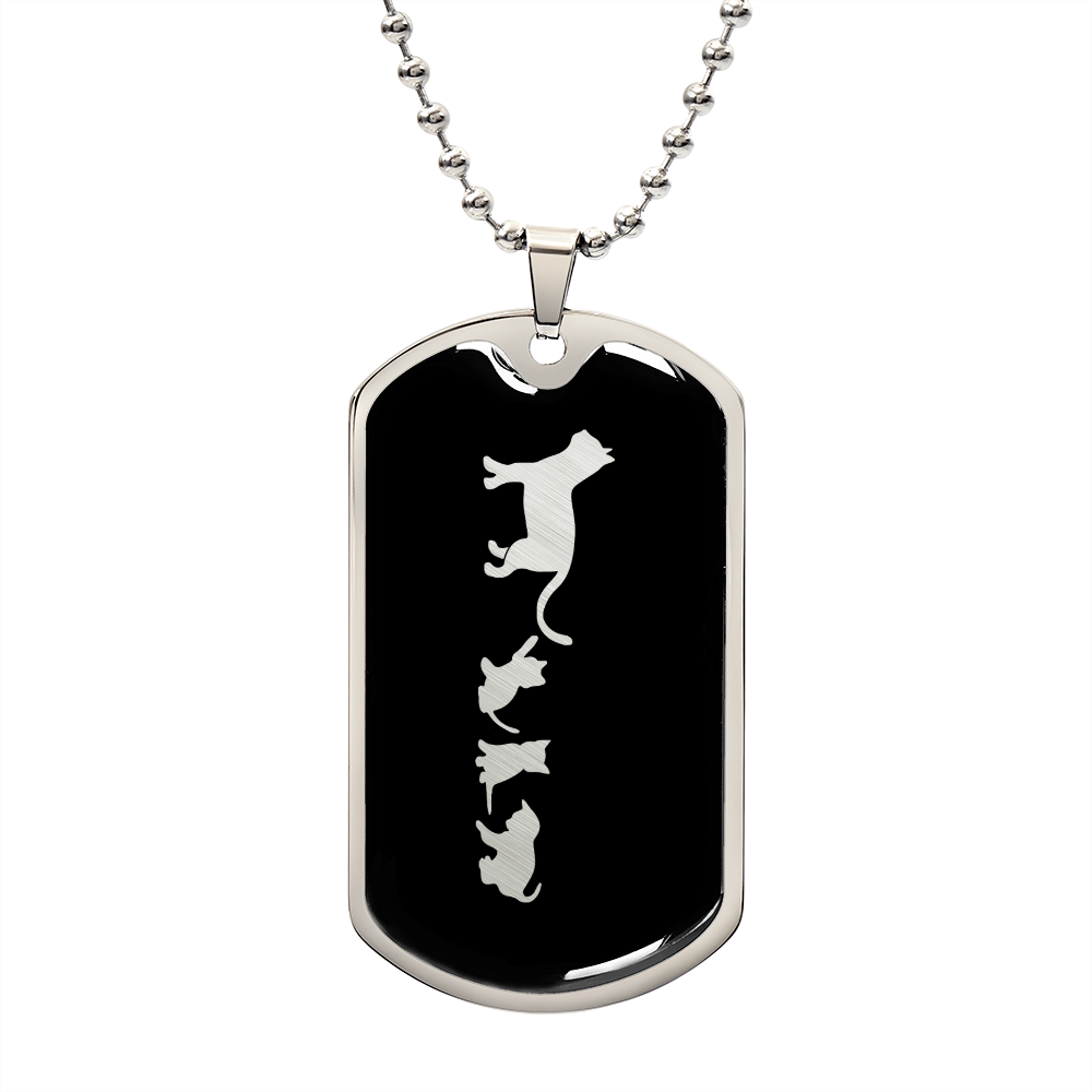 Mama Cat With 3 Kittens v2 - Luxury Dog Tag Necklace