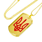 Tryzub (Red) v2 - 18k Gold Finished Luxury Dog Tag Necklace