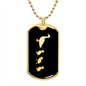 Mama Duck With 3 Ducklings v2 - 18k Gold Finished Luxury Dog Tag Necklace