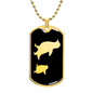 Mama Penguin With 1 Chick v2 - 18k Gold Finished Luxury Dog Tag Necklace
