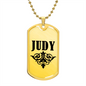 Judy v01a - 18k Gold Finished Luxury Dog Tag Necklace