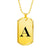 Initial A v1a - 18k Gold Finished Luxury Dog Tag Necklace