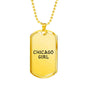 Chicago Girl - 18k Gold Finished Luxury Dog Tag Necklace