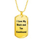 Love My Black and Tan Coonhound v4 - 18k Gold Finished Luxury Dog Tag Necklace