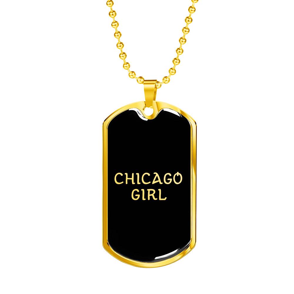 Chicago Girl v2 - 18k Gold Finished Luxury Dog Tag Necklace