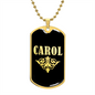 Carol v02a - 18k Gold Finished Luxury Dog Tag Necklace