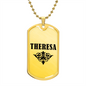 Theresa v01a - 18k Gold Finished Luxury Dog Tag Necklace
