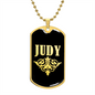 Judy v02a - 18k Gold Finished Luxury Dog Tag Necklace